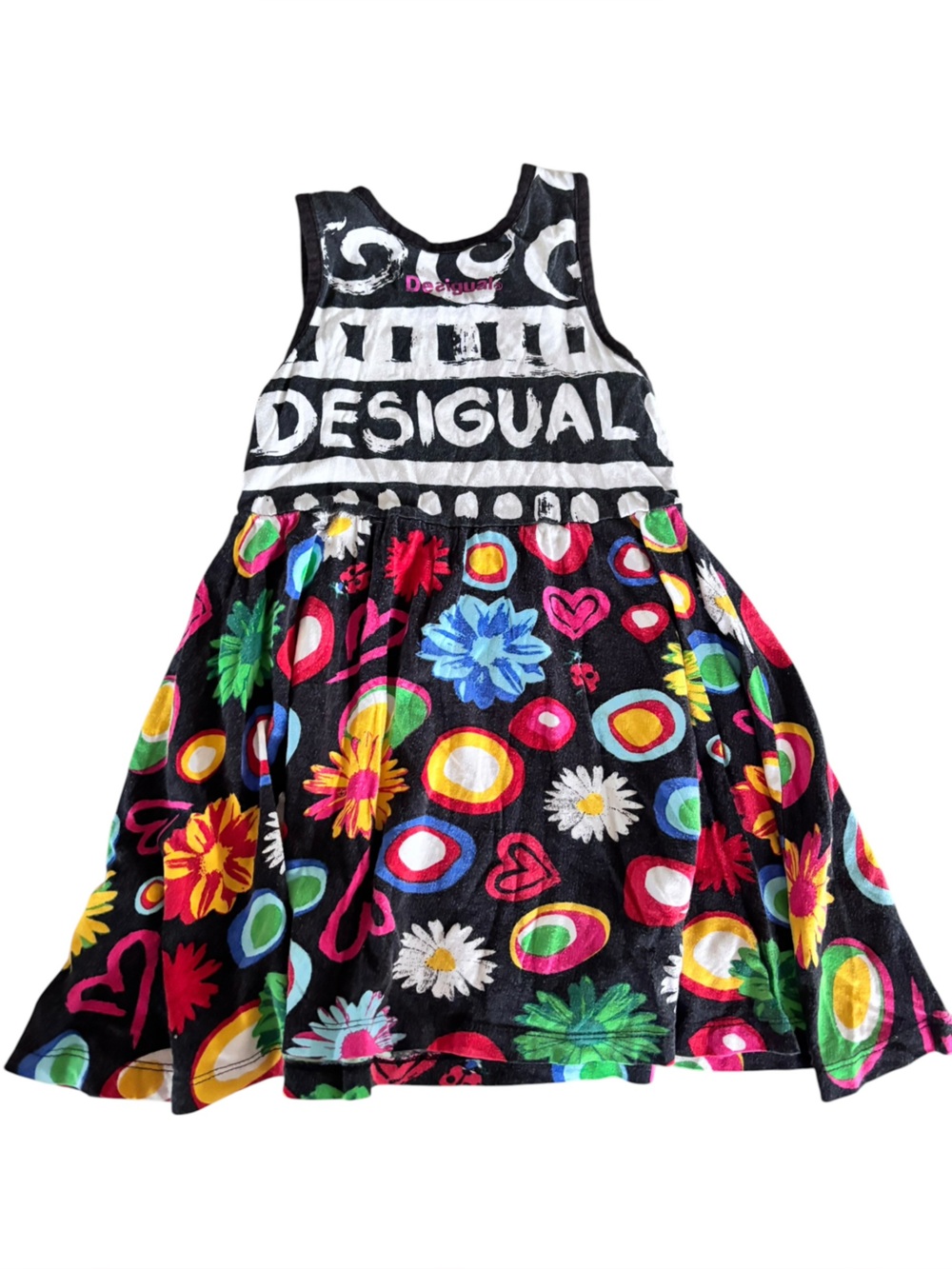 Desigual Colorful Floral Print Girls Dress Size 5/6